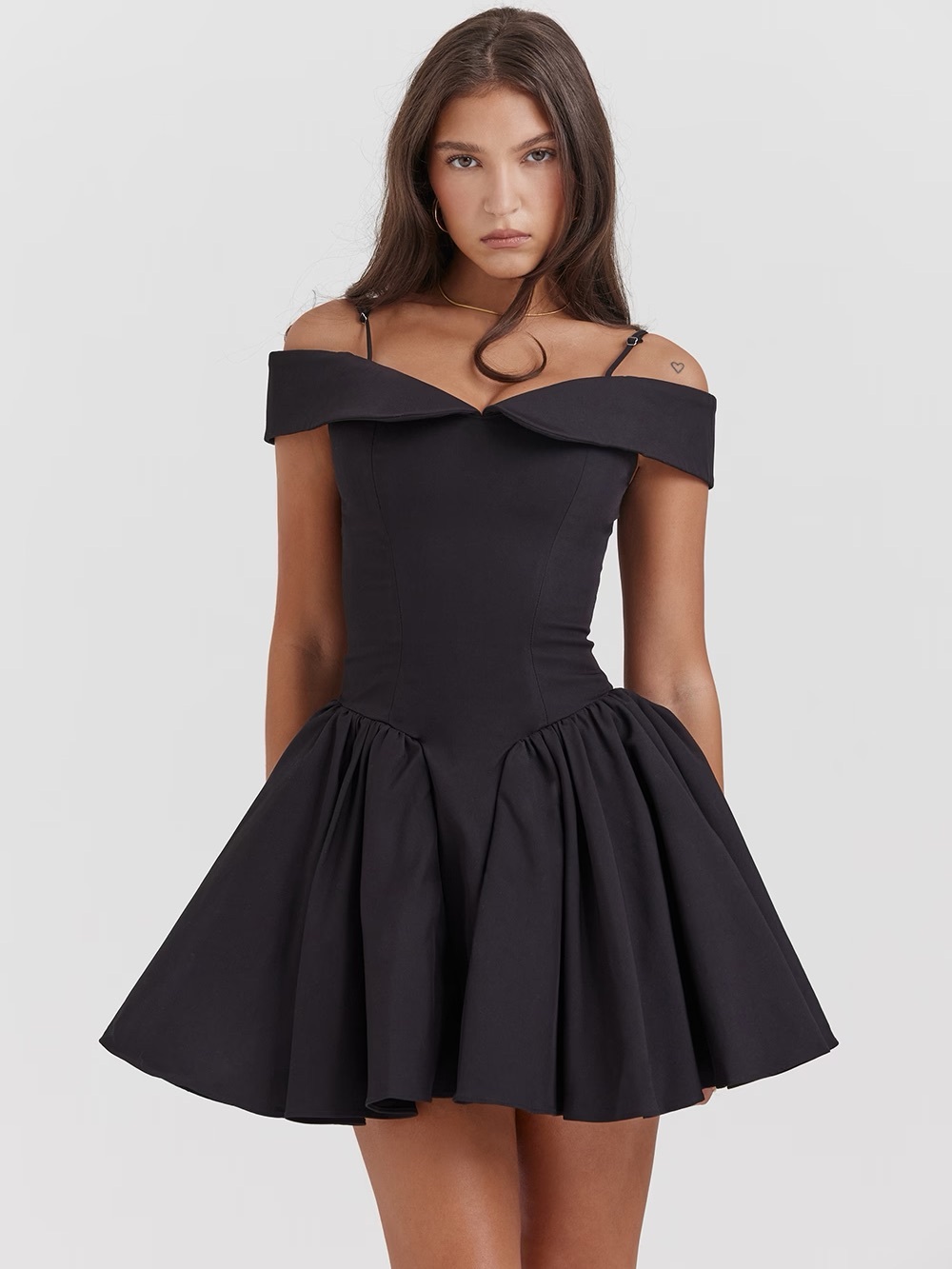 House of CB Elida Black Off-Shoulder Mini Dress